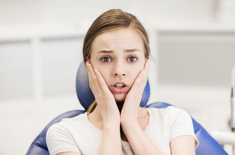 terrified patient girl