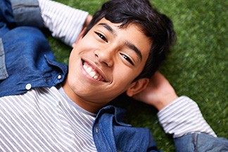 portrait of young boy smiling
